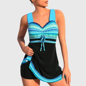 Ashley | Damernas Mönstrade Tankini Baddräkt Set