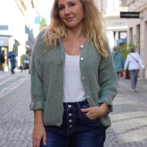 Lana Mohair kofta – Volangärm – Khaki
