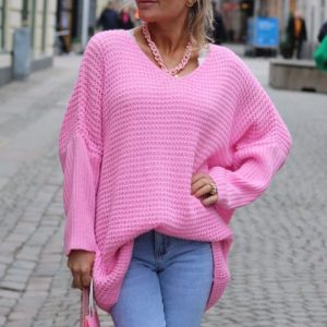 Millou – Stickad oversizetröja – Pink