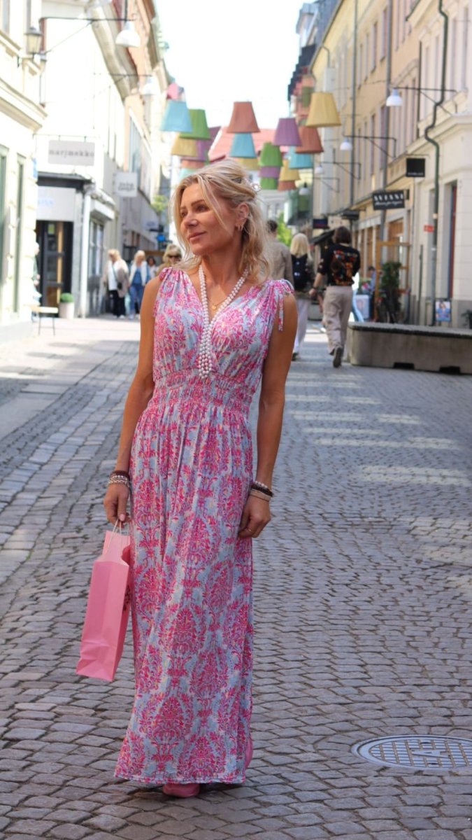 Lång mjukisklänning -1933 – Paisley – Rosa - Bild 2