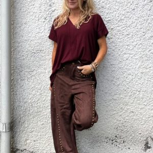 Mockabyxor Barrel med nitar – Brun