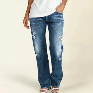 Chloe | Damens Rivna Högmidjade Rak Jeansen